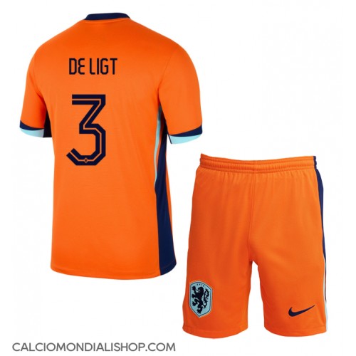 Maglie da calcio Olanda Matthijs de Ligt #3 Prima Maglia Bambino Europei 2024 Manica Corta (+ Pantaloni corti)